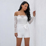 Meant To Be White Bardot Lace Playsuit - Fashion Genie Boutique