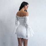 Cosmo Please White Lace Flared Sleeve Mini Dress - Fashion Genie Boutique