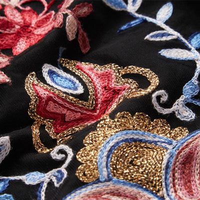 Drama Queen Black Embroidered Cape Sleeve Jumpsuit - Fashion Genie Boutique