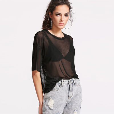 Love Light Black Sheer Mesh Top - Fashion Genie Boutique