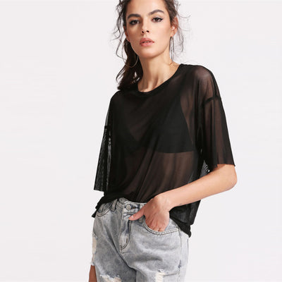 Love Light Black Sheer Mesh Top - Fashion Genie Boutique
