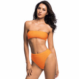 Poolside Service Orange Strapless Bikini Swimsuit - Fashion Genie Boutique