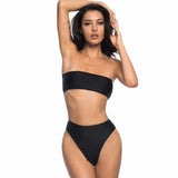 Poolside Service Black Strapless Bikini Swimsuit - Fashion Genie Boutique
