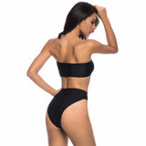 Poolside Service Black Strapless Bikini Swimsuit - Fashion Genie Boutique