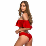 Sunkissed Red Bardot Bikini Swimsuit - Fashion Genie Boutique