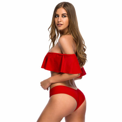 Sunkissed Red Bardot Bikini Swimsuit - Fashion Genie Boutique