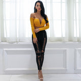 It Girl Yellow Plunge Long Sleeve Crop Top - Fashion Genie Boutique