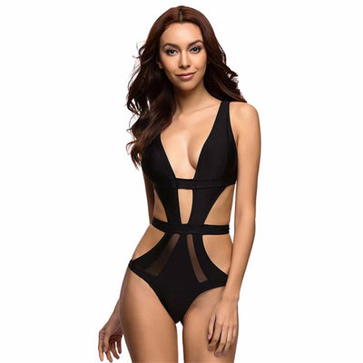 Surfs Up Black Mesh Monokini Swimsuit - Fashion Genie Boutique