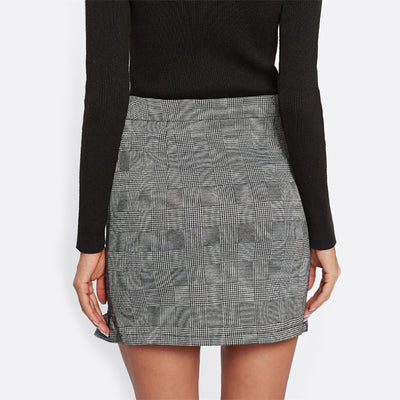 Wrap To It Grey Plaid Ruffle Wrap Mini Skirt - Fashion Genie Boutique