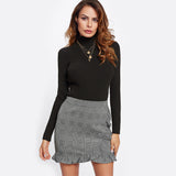 Wrap To It Grey Plaid Ruffle Wrap Mini Skirt - Fashion Genie Boutique