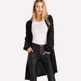 Simple Pleasure Black Bishop Sleeve Pearl Cardigan - Fashion Genie Boutique