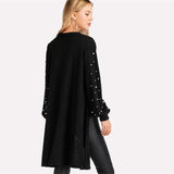 Simple Pleasure Black Bishop Sleeve Pearl Cardigan - Fashion Genie Boutique