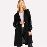 Simple Pleasure Black Bishop Sleeve Pearl Cardigan - Fashion Genie Boutique
