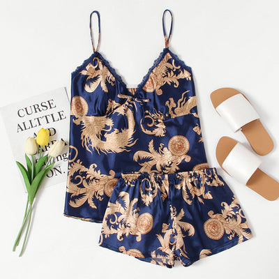 Brami Navi and Gold Pyjama Set - Fashion Genie Boutique