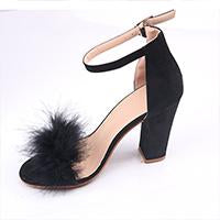 Love Bites Black Feather Strappy Heels - Fashion Genie Boutique