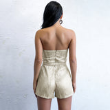 Bad Business Gold Strapless Playsuit - Fashion Genie Boutique