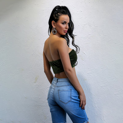 Kensington Green Strapless Crop Top - Fashion Genie Boutique