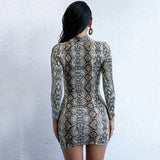 Second Nature Multi Snake Print Long Sleeve Mini Dress - Fashion Genie Boutique