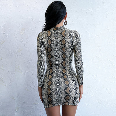 Second Nature Multi Snake Print Long Sleeve Mini Dress - Fashion Genie Boutique