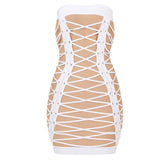 Hollywood Boulevard Nude & Black Bandage Strapless Mini Dress - Fashion Genie Boutique