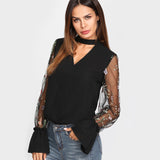 Cross My Heart Black Flared Sleeve Choker Top - Fashion Genie Boutique