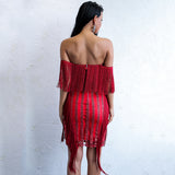 Iconic Bae Red Fringe Glitter Embellished Mini Dress - Fashion Genie Boutique