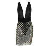Follow Me Nude Plunge Sequin Mini Dress - Fashion Genie Boutique