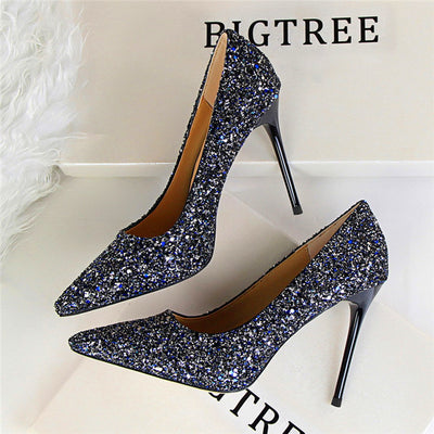 Till the Glitter Ends Navy High Heels - Fashion Genie Boutique