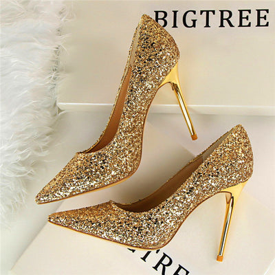 Till the Glitter Ends Gold High Heels - Fashion Genie Boutique