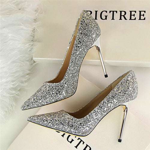 Till the Glitter Ends Silver High Heels - Fashion Genie Boutique