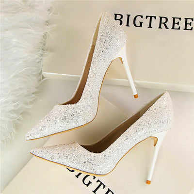 Till the Glitter Ends White High Heels - Fashion Genie Boutique
