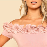 Hadley Pink Rose Bardot Bodysuit - Fashion Genie Boutique