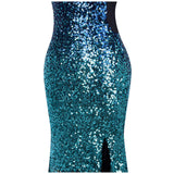 Mermaids Tale Blue Multi Gradient Sequin Split Maxi Dress - Fashion Genie Boutique