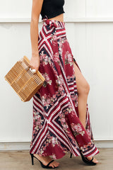 Joanna Burgundy Elegant Jersey Maxi Skirt - Fashion Genie Boutique