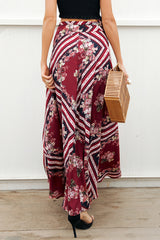 Joanna Burgundy Elegant Jersey Maxi Skirt - Fashion Genie Boutique