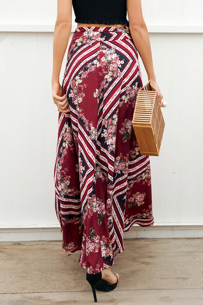 Joanna Burgundy Elegant Jersey Maxi Skirt - Fashion Genie Boutique
