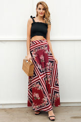 Joanna Burgundy Elegant Jersey Maxi Skirt - Fashion Genie Boutique
