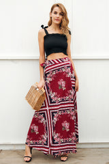 Joanna Burgundy Elegant Jersey Maxi Skirt - Fashion Genie Boutique