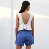 Summer Song Yellow Frill Wrap Front Crop Top - Fashion Genie Boutique