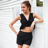 Summer Song Yellow Frill Wrap Front Crop Top - Fashion Genie Boutique