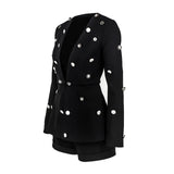 Not So Secret Black Button Blazor & Shorts Co-Ord - Fashion Genie Boutique