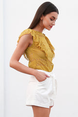 Killing It Yellow Frill Top - Fashion Genie Boutique