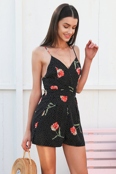 Sweetness Achieved Nude Floral Playsuit - Fashion Genie Boutique