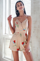 Sweetness Achieved Nude Floral Playsuit - Fashion Genie Boutique