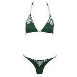 Cocktails and Canopies Green Crystal Bikini Swimsuit - Fashion Genie Boutique