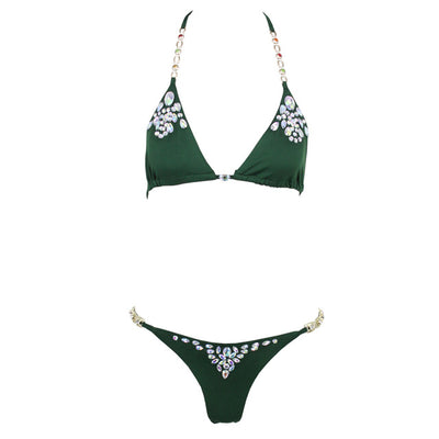 Cocktails and Canopies Green Crystal Bikini Swimsuit - Fashion Genie Boutique