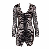 Hide And Sequin Black Long Sleeve Mini Dress - Fashion Genie Boutique