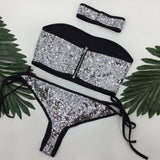 Tickled Pink Sequin Choker Bikini - Fashion Genie Boutique
