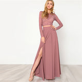 Enchanted Rose Long leeve Lace Top & Maxi Skirt Co-Ord - Fashion Genie Boutique