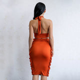Hataz Terracotta Bandeau Crop Top & Midi Skirt Co-Ord - Fashion Genie Boutique